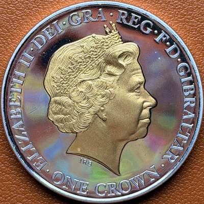 ＜星葵钱币社＞散币克朗场第68期·1月23日发货 - 直布罗陀2016年女王诞辰90周年·老年1克朗镀银金墨纪念币