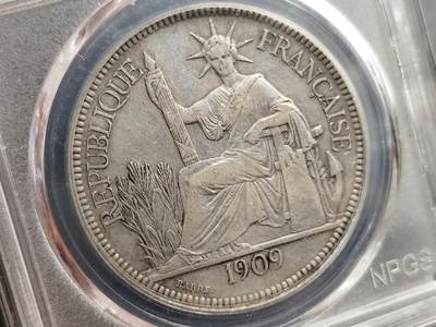 1月18日徽章钱币专场 - 众诚评级1909年法属印支银币 壹元