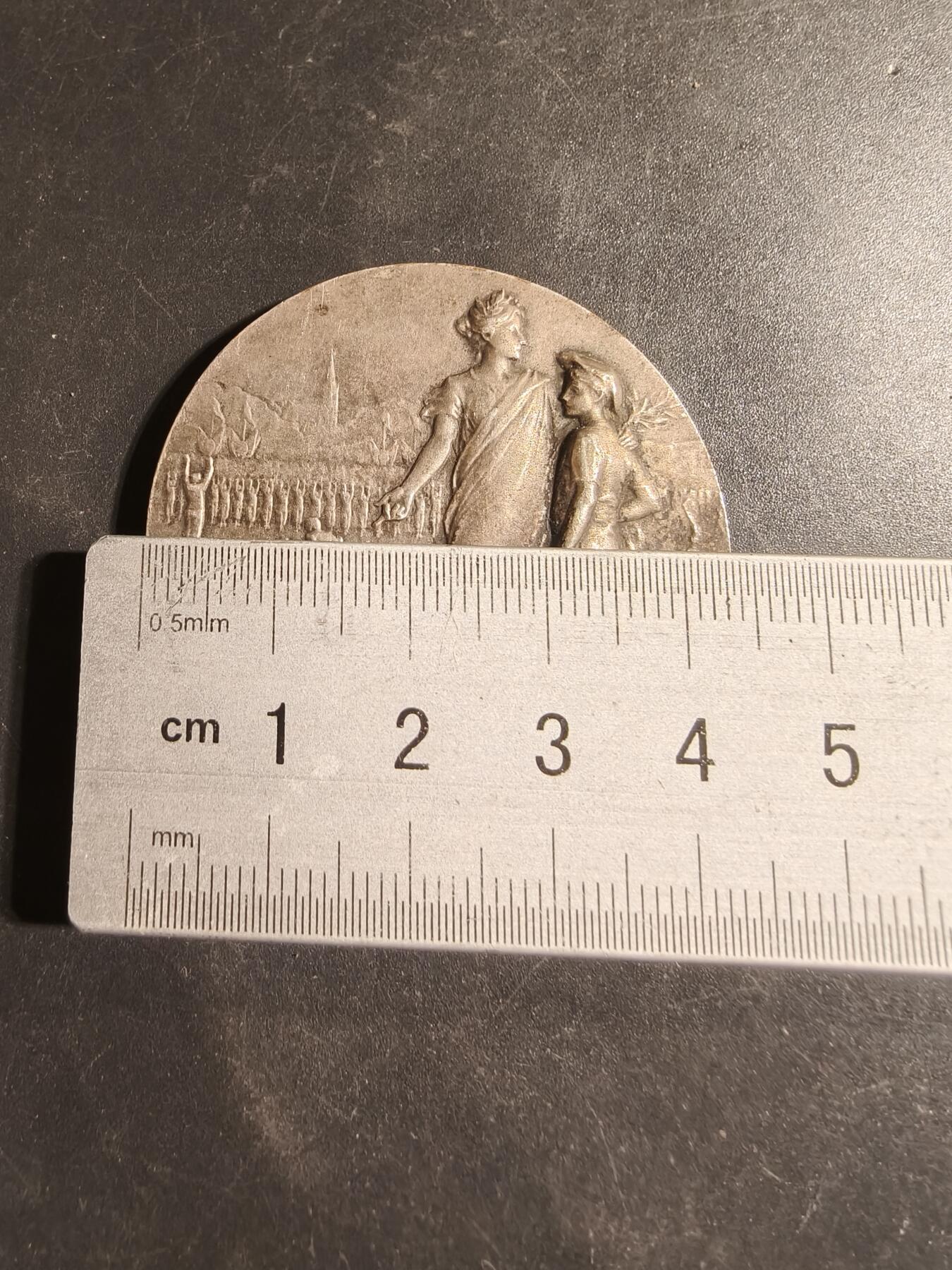 老王徽章第178期 法国赞助人体操和体育联合会镀银大铜章     原盒     直径43mm   重量42.9g