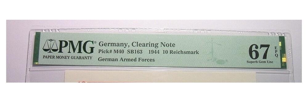 难得超高分 PMG MS67 德国第三帝国1944年10马克 原光挺版