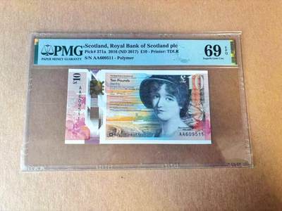 【Blue Auction】世界纸币精拍第777期——18级TOP拍卖/信誉/品质/专业/高效💫 - 【AA无47】苏格兰 2016年10镑 PMG69EPQ 近满分