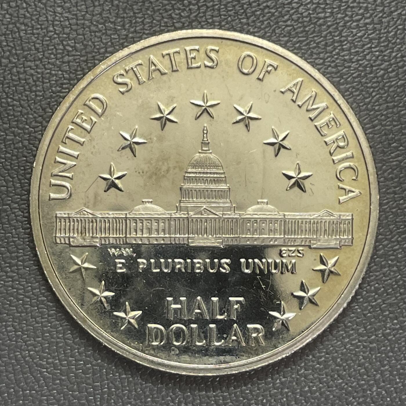 回流0120 美国1989年国会成立200周年半美元精制纪念币 自由女神/国会大厦全景 环绕13颗星代表最初的13个州