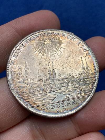 《竞宝斋》第460场 周日，周一，2场连拍 （全场包邮）欢迎送拍 - 神圣罗马帝国1768年纽伦堡城市景观泰勒 28克 40.6mm 带光五彩 细节极美 非常漂亮