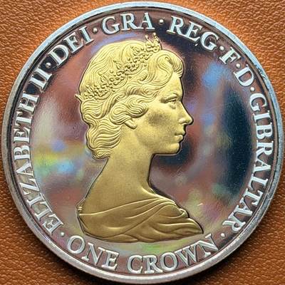 ＜星葵钱币社＞散币克朗场第68期·1月23日发货 - 直布罗陀2016年女王诞辰90周年·青年1克朗镀银金墨纪念币