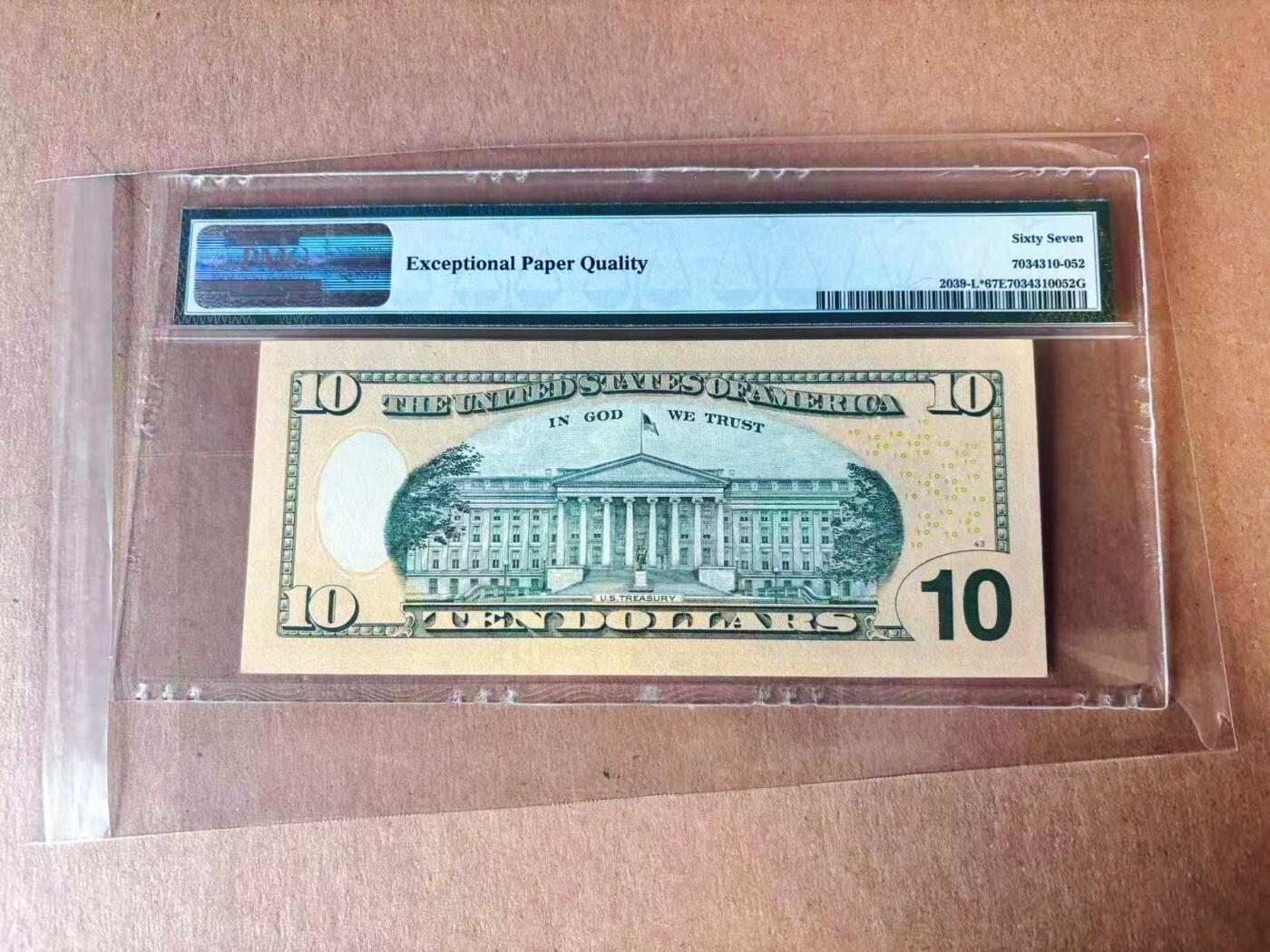 【Blue Auction】世界纸币精拍第777期——18级TOP拍卖/信誉/品质/专业/高效💫 【补号无47】美国 2004年10美金 旧金山版 PMG67EPQ