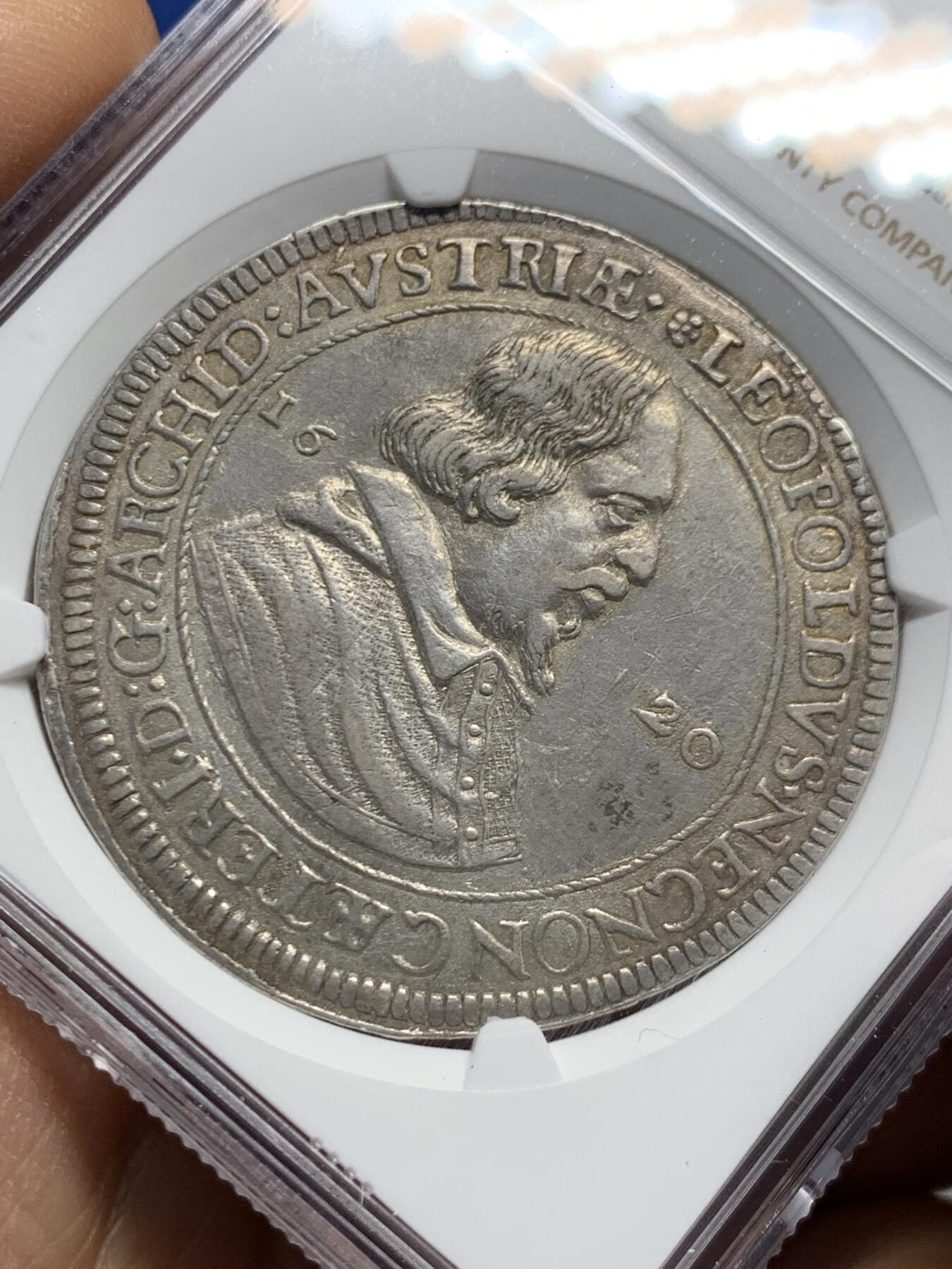 《竞宝斋》第460场 周日，周一，2场连拍 （全场包邮）欢迎送拍 NGC AU58 神圣罗马帝国 1620年 利奥波德五世1泰勒银币 400多年的岁月沉淀 值得入手的藏品