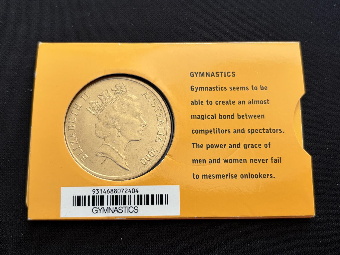 咖啡豆•收藏 2025年Jan_26th世界各国硬币银币拍卖 2000年澳大利亚悉尼奥运会卡装纪念铜币5元-体操