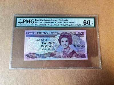 【Blue Auction】世界纸币精拍第777期——18级TOP拍卖/信誉/品质/专业/高效💫 - 【无47】东加勒比 1987-88年20元 女王 小彩背 PMG66EPQ 
