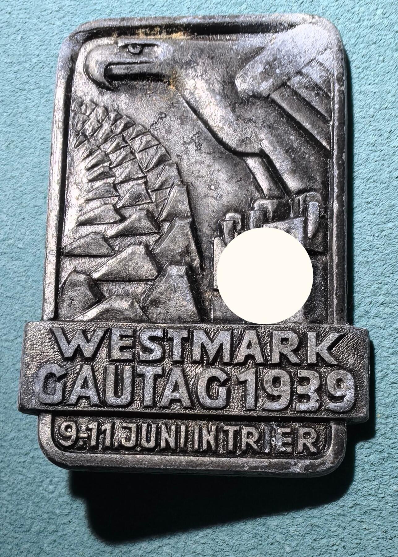 盛世勋华——号角文化勋章邮票专场拍卖第300期 德国（1939）西部马克1939年地区日纪念证章 极为少见 带厂标