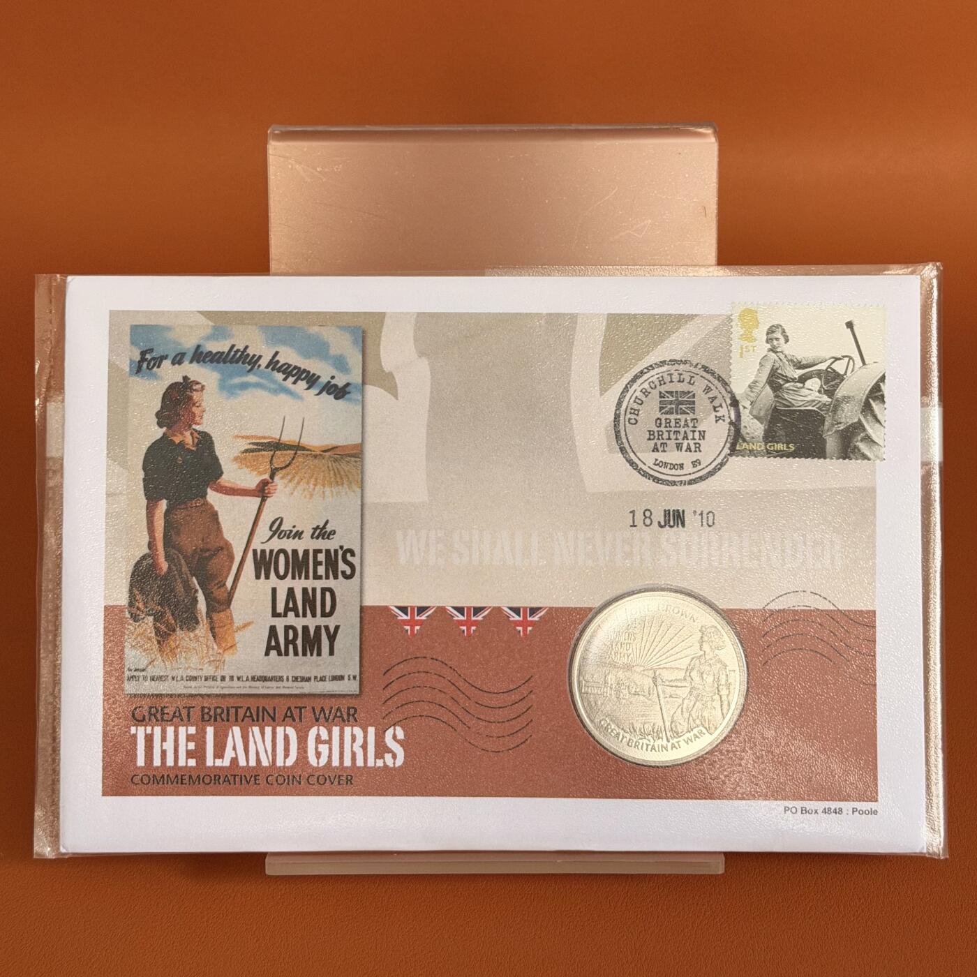 ＜星葵钱币社＞散币克朗场第68期·1月23日发货 〈邮币封〉直布罗陀2010年战争中的英国·女兵1克朗纪念币