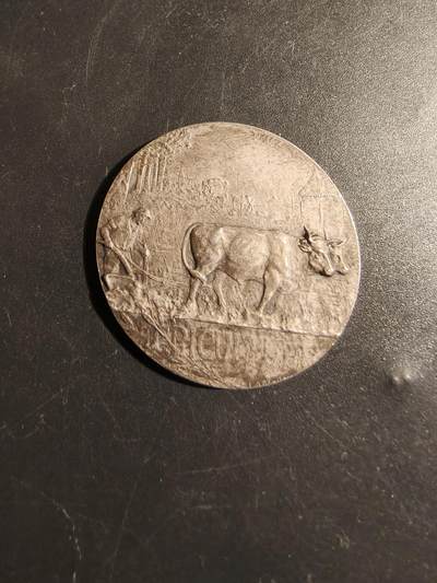 老王徽章第178期 - 法国畜牧业协会大银章    950银    大师马特作品    直径36mm   重量20g