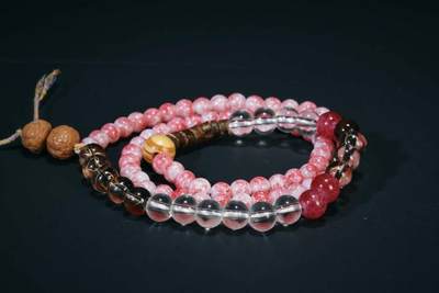 上海都达杂项专场三十四【年后发货全场包邮】  粉琉璃双拼色多圈手链307