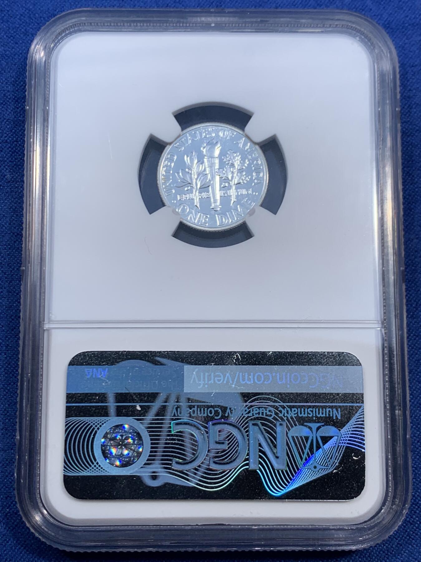 《竞宝斋》第460场 周日，周一，2场连拍 （全场包邮）欢迎送拍 NGC PF67 美国1960年罗斯福10美分银币，少见早期精制版本，高分