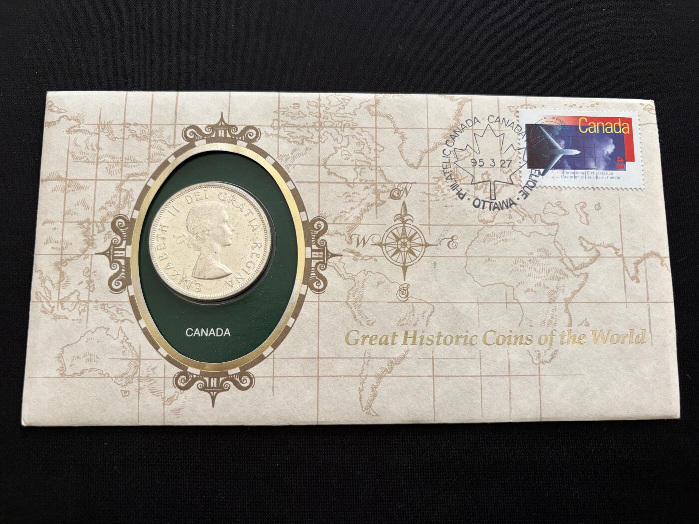 咖啡豆•收藏 2025年Jan_26th世界各国硬币银币拍卖 加拿大 1958年 1元 银币硬币 邮币封