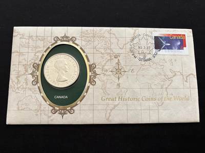 咖啡豆•收藏 2025年Jan_26th世界各国硬币银币拍卖 - 加拿大 1958年 1元 银币硬币 邮币封