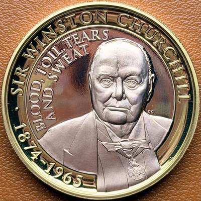 ＜星葵钱币社＞散币克朗场第68期·1月23日发货 - 直布罗陀2015年温斯顿·丘吉尔逝世50周年2镑克朗型镀玫瑰金纪念币