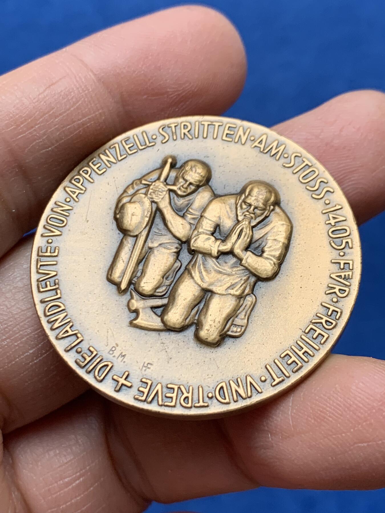 《竞宝斋》第460场 周日，周一，2场连拍 （全场包邮）欢迎送拍 德国 1955年 施托斯战役550周年 纪念铜章 26.4克 39.5mm