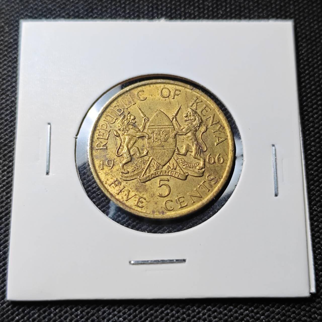 KK钱币收藏小铺  第388期  2月预留时间 周末发货  1966肯尼亚5分 开国头像无字版