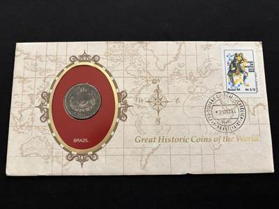 咖啡豆•收藏 2025年Jan_26th世界各国硬币银币拍卖 - 巴西 1871年 100雷亚尔 硬币 邮币封