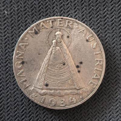 道一币馆币章第一百六十四场 - 奥地利1934年圣母抱子5先令银币  15g 835s