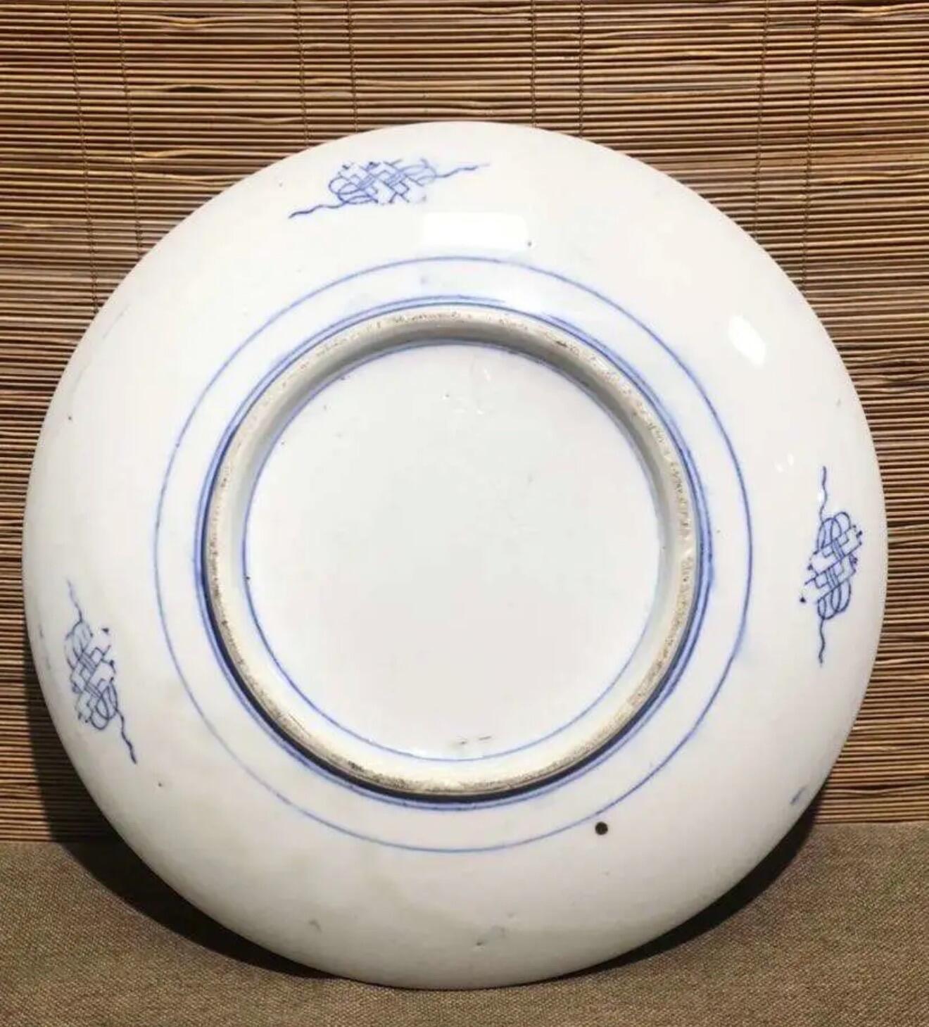 回流银器杂项 日本昭和时期青花瓷盘，直径:27.2cm;