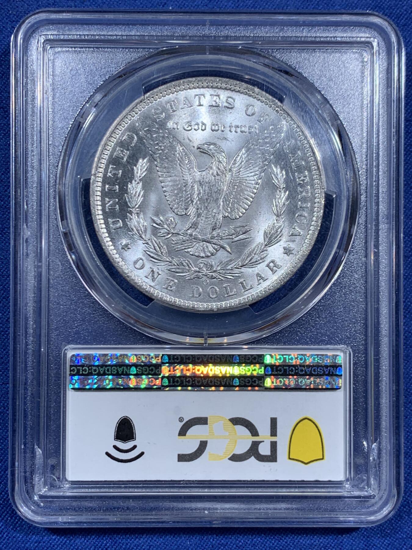 《竞宝斋》第460场 周日，周一，2场连拍 （全场包邮）欢迎送拍 PCGS MS64 美国1885-O版 摩根银币 背面支撑有磕