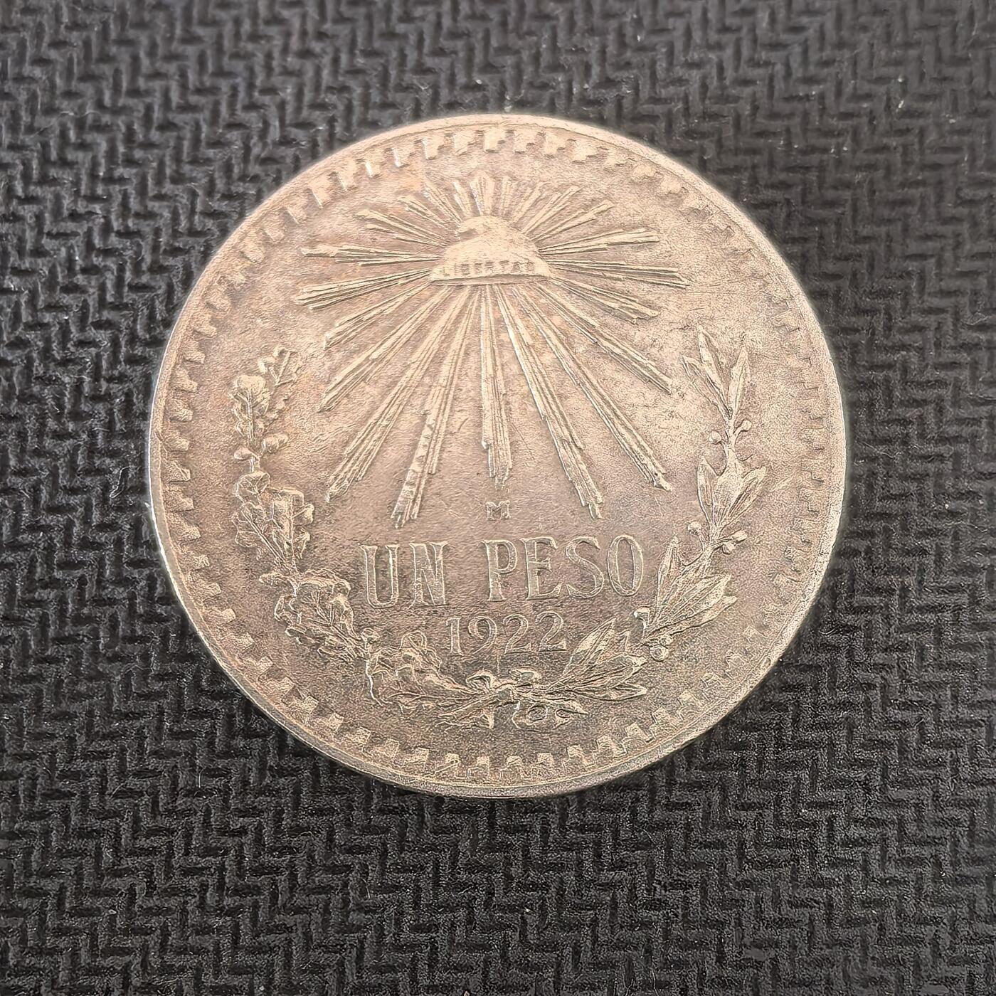 道一币馆币章第一百六十四场 墨西哥1922年比索小鹰洋银币 16.6g 720s