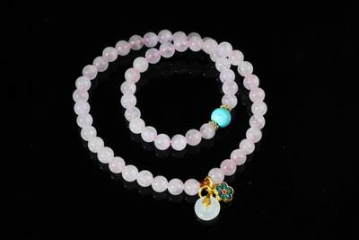 上海都达杂项专场三十四【年后发货全场包邮】  天然粉晶双圈手串86-319