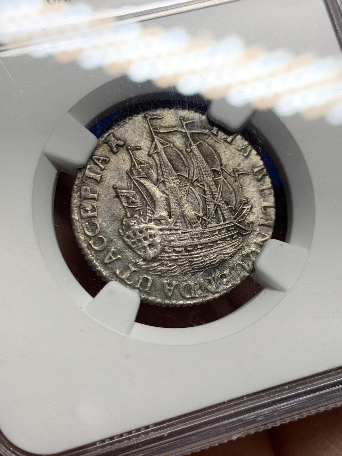 《竞宝斋》第460场 周日，周一，2场连拍 （全场包邮）欢迎送拍 NGC UNCD 泽兰省（荷兰共和国）1779年6S银币 泽兰王冠纹章+三桅船