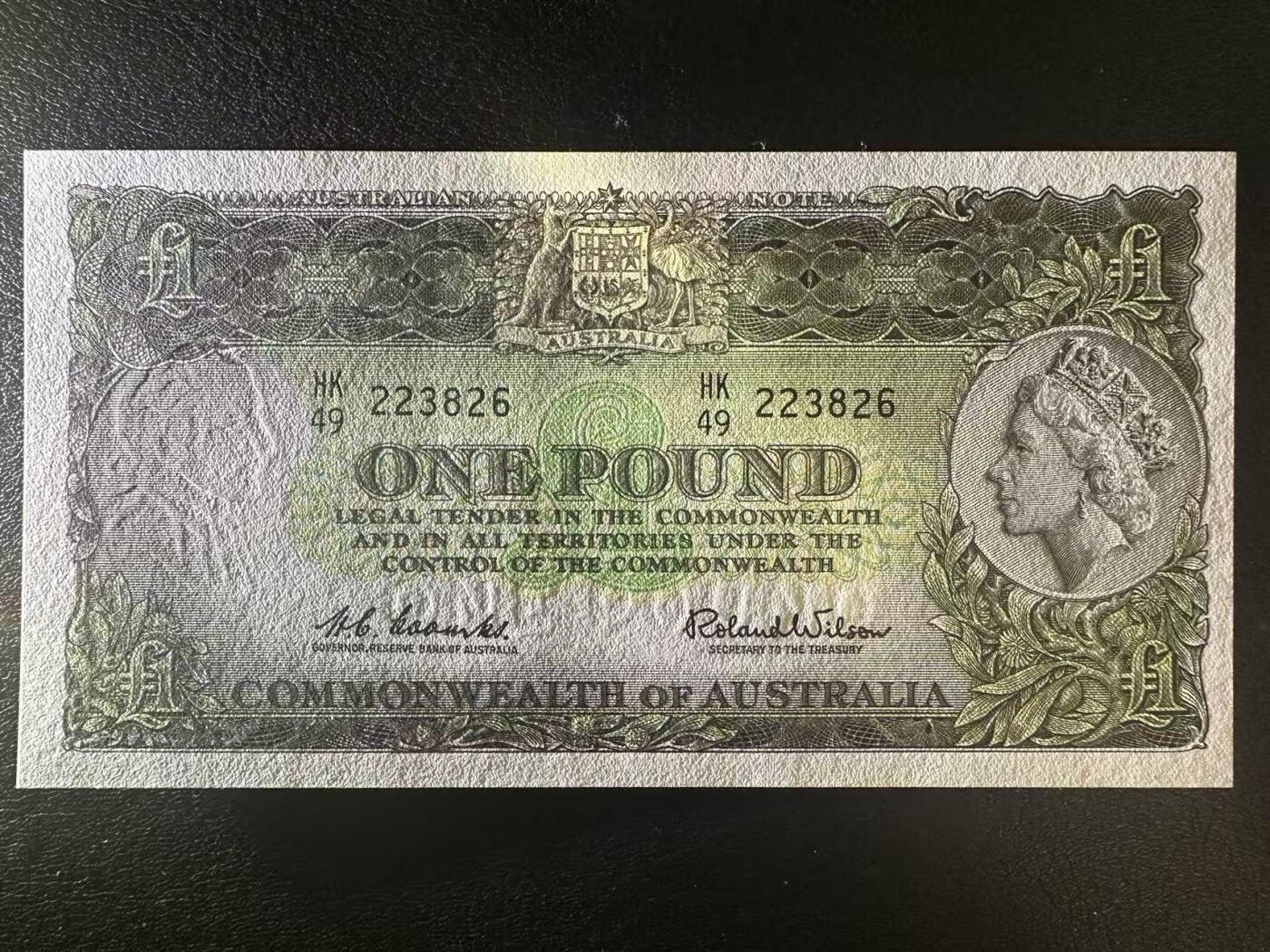 【Blue Auction】世界纸币精拍第777期——18级TOP拍卖/信誉/品质/专业/高效💫 【无47】澳大利亚 1961-65年1镑 石膏版女王 AU+品相