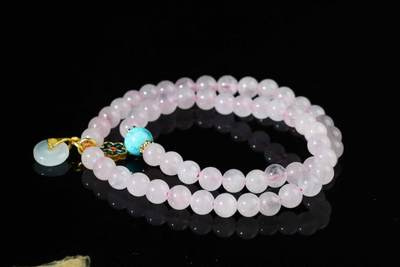 上海都达杂项专场三（全场包邮） - 天然粉晶双圈手串86-319