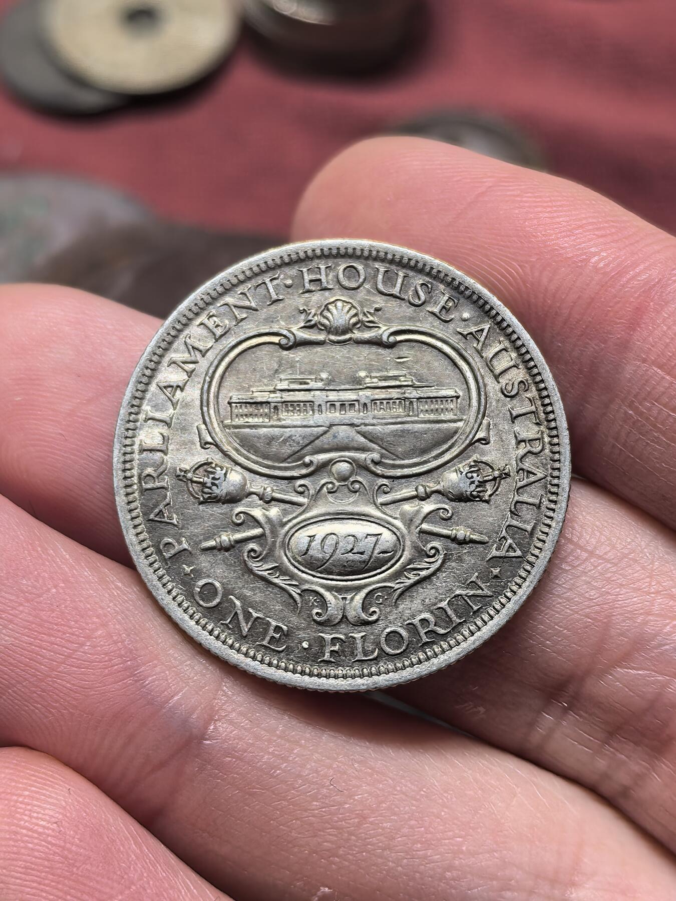 南宋泉阁俄币 外币 国币 专场第二十一期 【送拍无额外佣金】 英国 英属澳大利亚 1927年 乔治五世1弗洛林银币 纪念款 原味好品