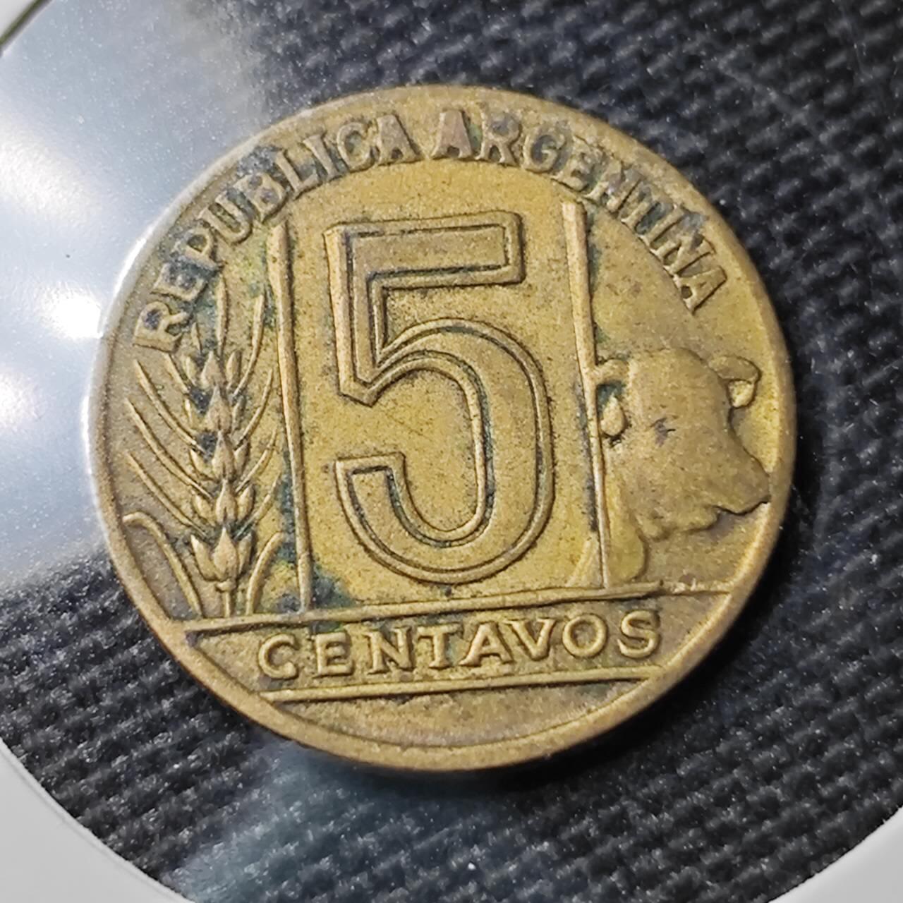 KK钱币收藏小铺  第388期  2月预留时间 周末发货  阿根廷5分铜币