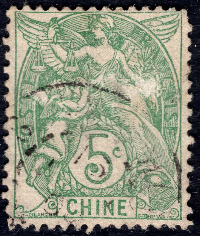 洪涛臻品批发群 精选邮票限时拍卖第1234期  1902法国在华客邮 绿5分CHINE(中国)