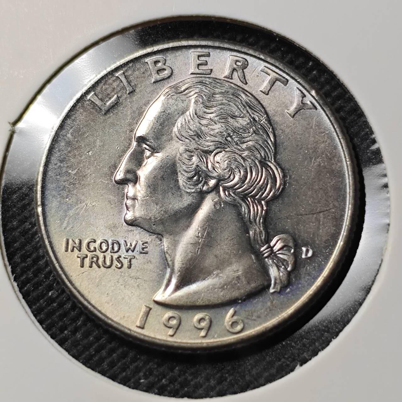 KK钱币收藏小铺  第388期  2月预留时间 周末发货 1996 美国25分 好品