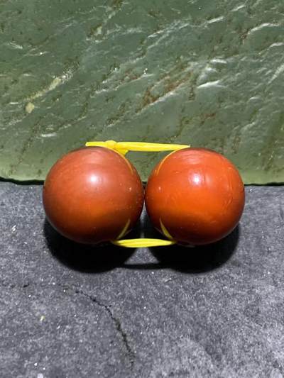 精美高玉化枣红缠丝玛瑙腰珠一对 ， - 精美高玉化枣红缠丝玛瑙腰珠一对 ，