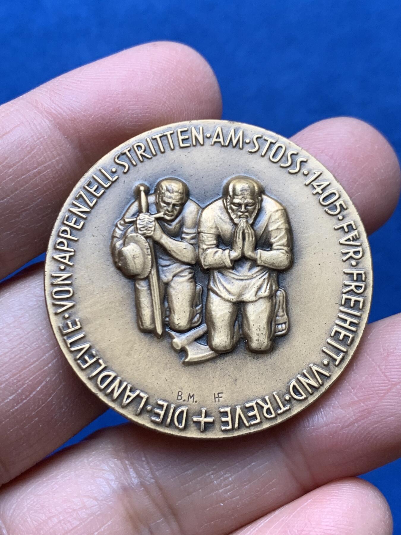 《竞宝斋》第460场 周日，周一，2场连拍 （全场包邮）欢迎送拍 德国 1955年 施托斯战役550周年 纪念铜章 26.4克 39.5mm