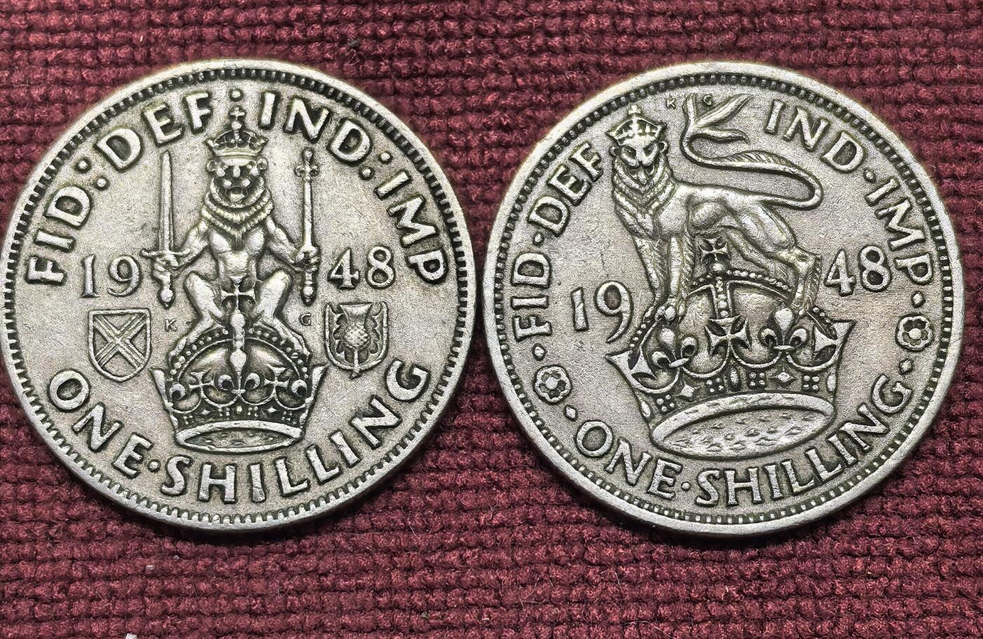 南宋泉阁俄币 外币 国币 专场第二十一期 【送拍无额外佣金】 英国 1948年 乔治六世1先令一对 通货好品 字口还可以 