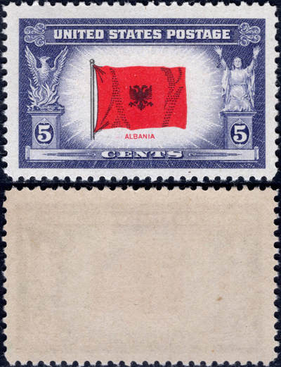 洪涛臻品批发群 精选邮票限时拍卖第1234期  - 美国1943 阿尔巴尼亚-二战被占领国国旗 全品
