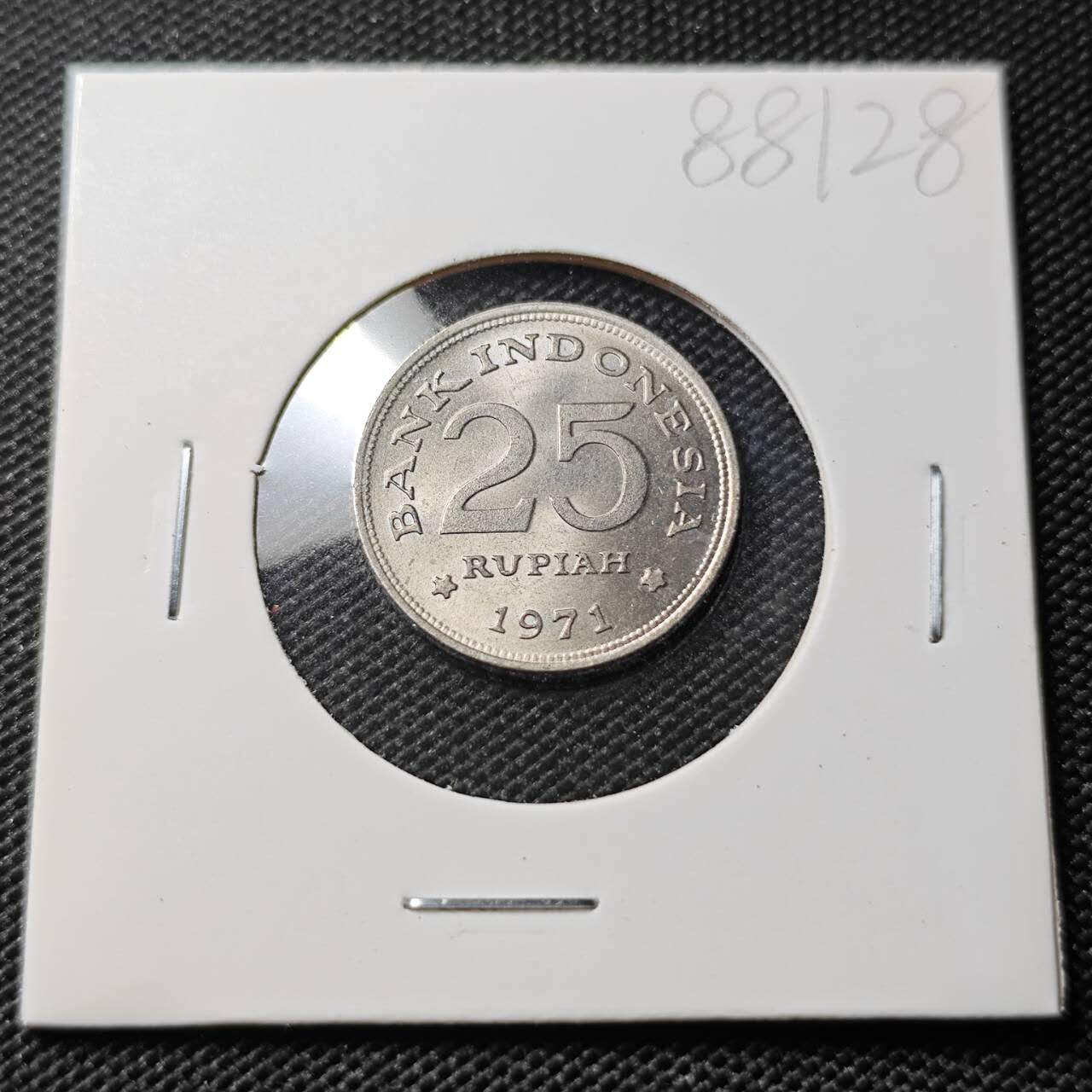 KK钱币收藏小铺  第388期  2月预留时间 周末发货  印度尼西亚25卢比 好品