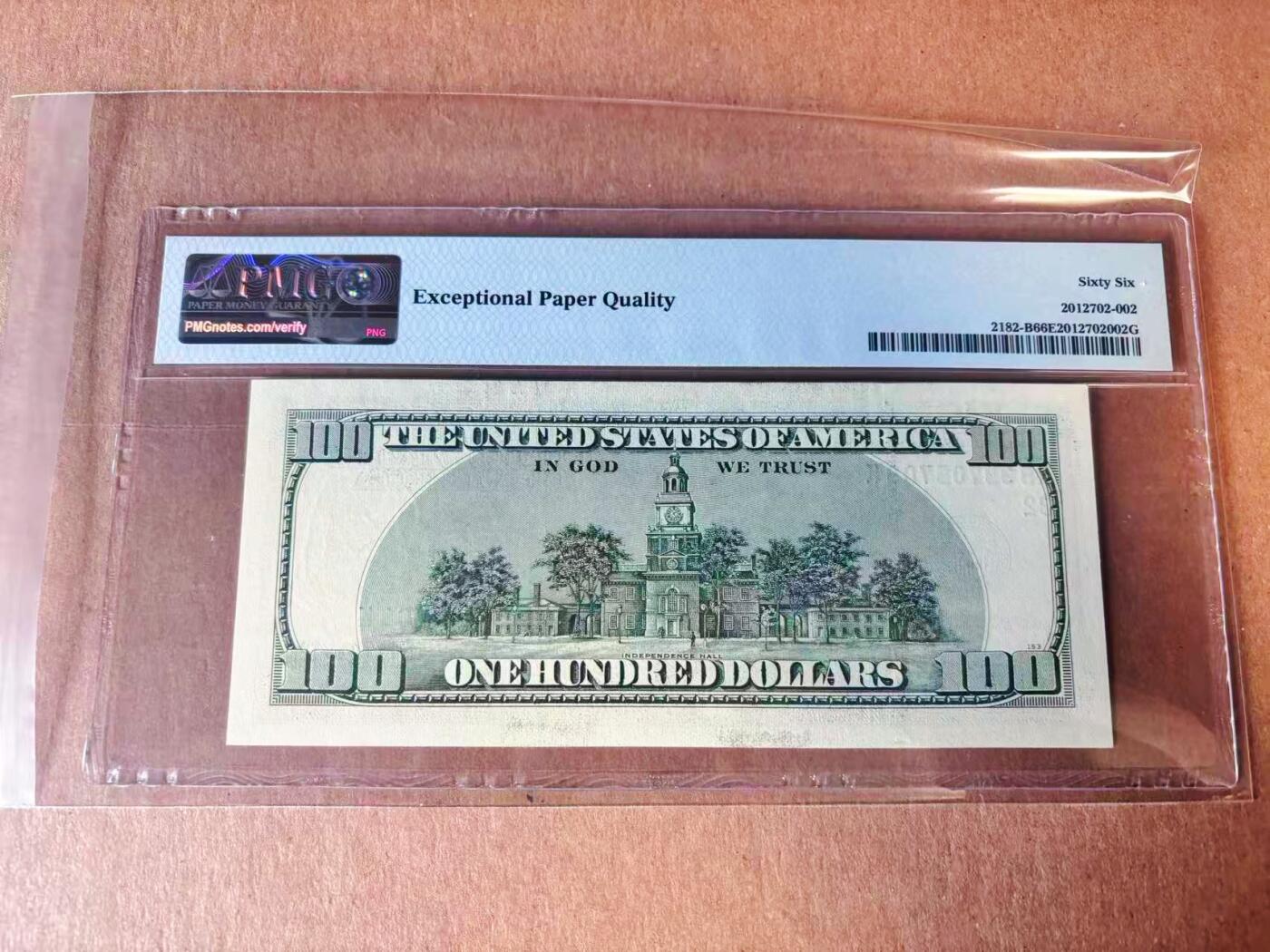 【Blue Auction】世界纸币精拍第777期——18级TOP拍卖/信誉/品质/专业/高效💫 美国 2006年100美金 PMG66EPQ