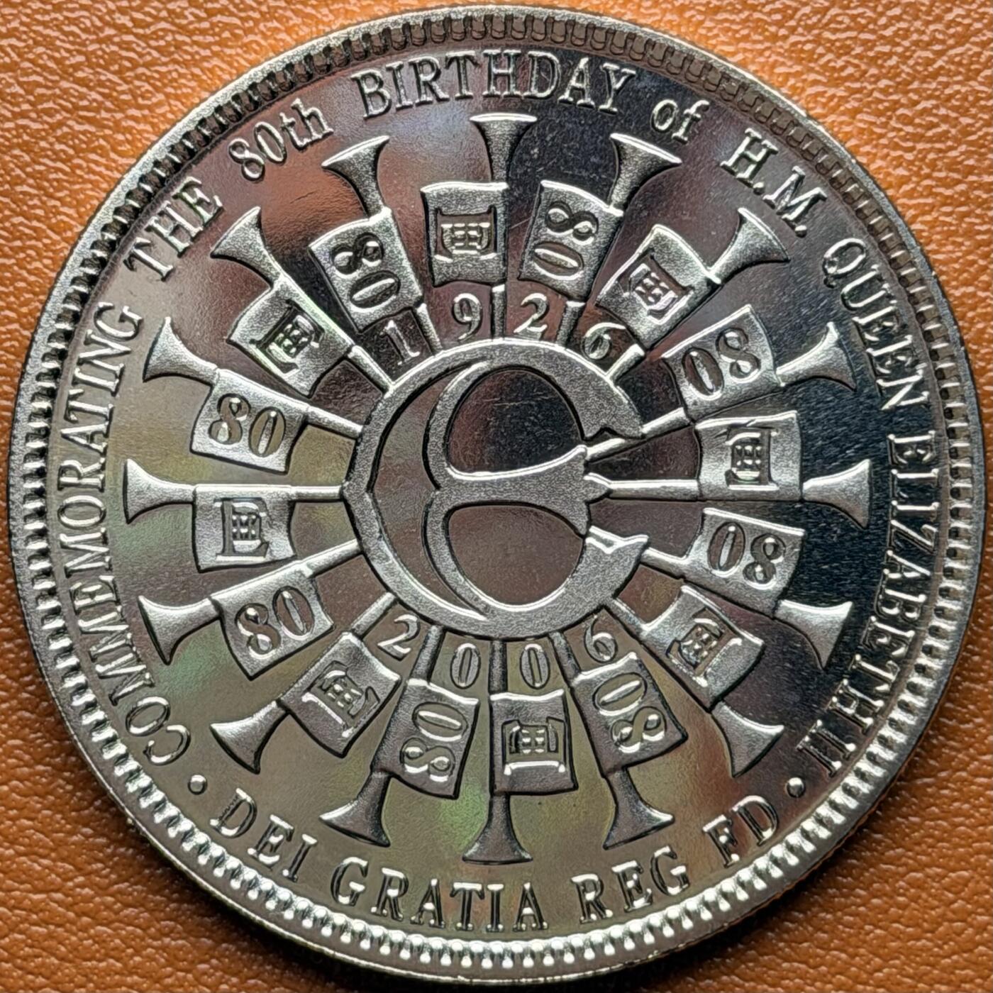 ＜星葵钱币社＞散币克朗场第68期·1月23日发货 特里斯坦·达库尼亚2006年女王80岁生日5镑克朗型纪念币