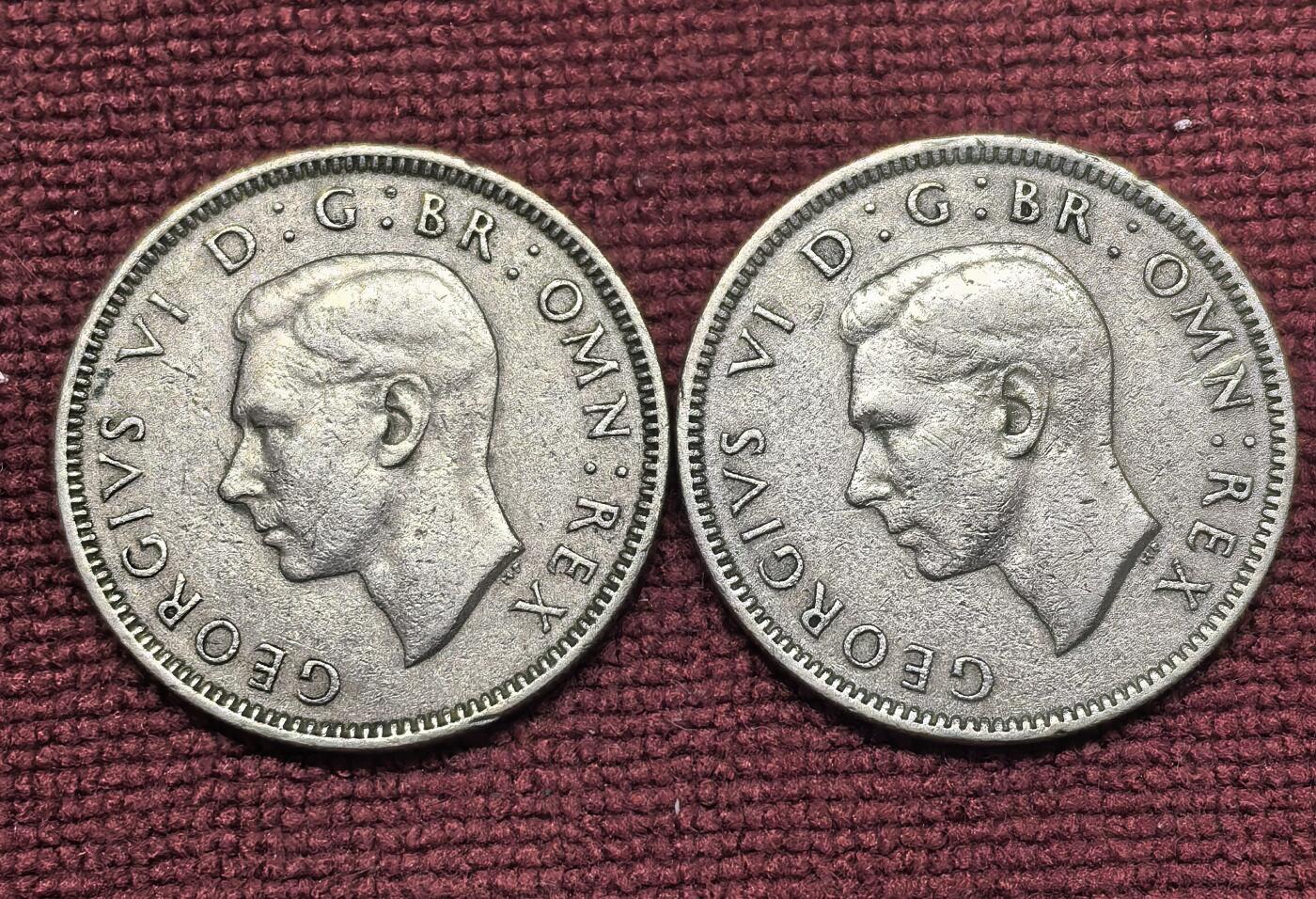 南宋泉阁俄币 外币 国币 专场第二十一期 【送拍无额外佣金】 英国 1948年 乔治六世1先令一对 通货好品 字口还可以 