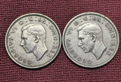 南宋泉阁俄币 外币 国币 专场第二十一期 【送拍无额外佣金】 - 英国 1948年 乔治六世1先令一对 通货好品 字口还可以 