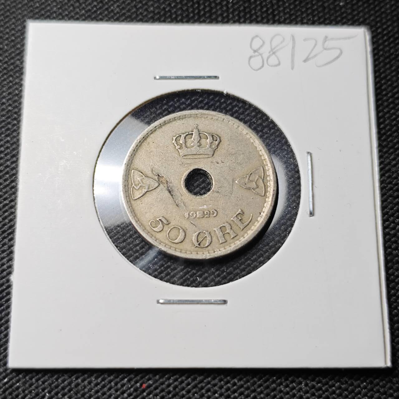 KK钱币收藏小铺  第388期  2月预留时间 周末发货  1929挪威50欧尔