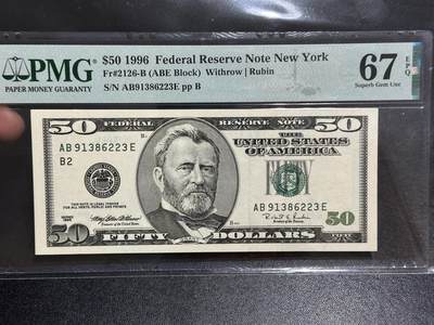 《外钞收藏家》第六百零三期（精选场）（本平台长期征集拍品、欢迎藏友们联系合作） - 1996年美国大头版50美元 无47 PMG67