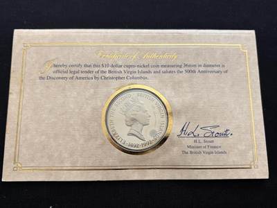 咖啡豆•收藏 2025年Jan_26th世界各国硬币银币拍卖 - 英属维尔京群岛 1992年 10元 硬币 邮币封