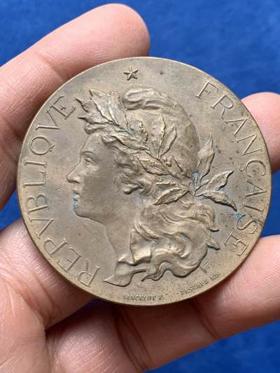 《竞宝斋》第460场 周日，周一，2场连拍 （全场包邮）欢迎送拍 - 法国丰特奈普及教育协会纪念铜章 60.4克 49.2mm 丰饶角铜标