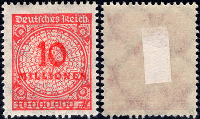 洪涛臻品批发群 精选邮票限时拍卖第1238期  - 德国 一战后高面值邮票 1千万马克保真! 新原胶润亮
