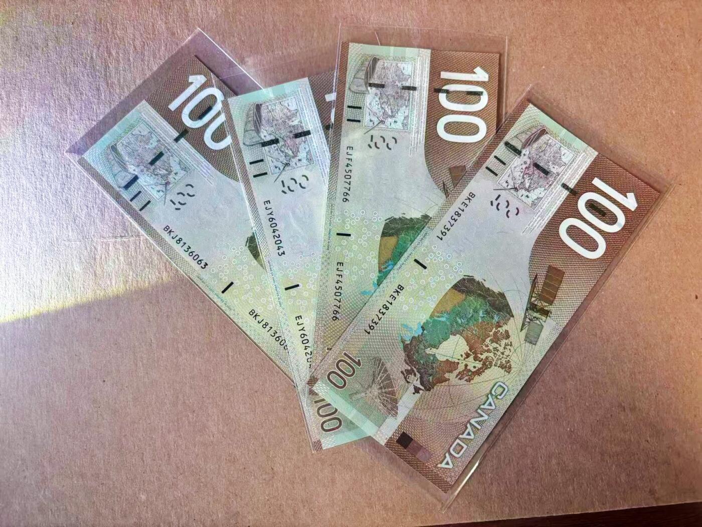 【Blue Auction】世界纸币精拍第777期——18级TOP拍卖/信誉/品质/专业/高效💫 【一组4张 含AA冠】加拿大 100元 全新UNC